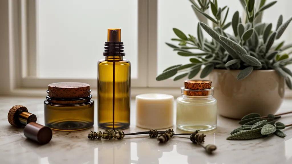 Frasco de cristal ámbar con el serum facial terminado listo para usar